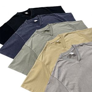 Wholesale 250Grams Acid Wash Vintage Cotton <b>Oversize</b> Street Blank Men's Custom High Quality <b>V</b>-<b>Neck</b> <b>T</b>-<b>Shirt</b> - Product Image 3