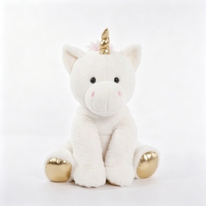 Customized White Unicorn Plush, Unicorn Stuffed Animal, Gold Horn Unicorn Plush, Cute Unicorn Stuffed Toy - Product Image 1