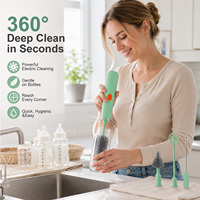 Cepillo Eléctrico para Limpiar Biberones Momcare 360 °   Cepillo Giratorio Recargable por USB, Resistente al Agua, para Bebés