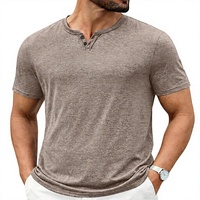 T-shirts pour hommes à manches courtes, col en V décontracté, col cranté doux, classiques, unis, vente en gros, OEM, en vrac