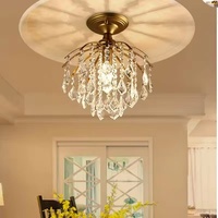 Nouveau design de luminaires de plafond dorés à la française, abat-jour en cristal pour couloir, dressing, restaurant, cuisine, lampe LED