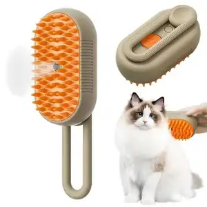 Brosse à vapeur pour chat Pro 2024 3 en 1 brosse à vapeur rotative pour toilettage de chat peigne de massage pour épilation des animaux domestiques brosse pour chat autonettoyante