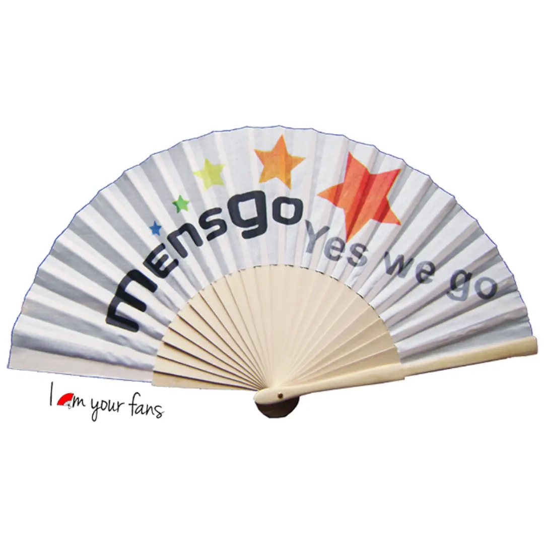 High Quality Handmade Paper Fabric Folding Fans Chinese Wedding Wood Hand Fan Souvenir