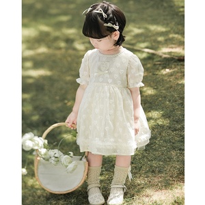Nouveautés Robes d'été pour enfants pour filles Robe bébé <span class=keywords><strong>boutique</strong></span> manches courtes Robes enfants brodées anniversaire avec nœud - Product Image 3