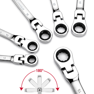 En stock, 12 pièces, clé à cliquet CRV, clé à cliquet à tête flexible métrique, jeu de clés combinées pour la réparation automobile - Product Image 2