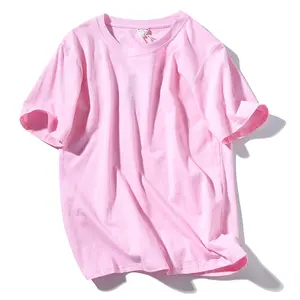 थोक उच्च गुणवत्ता कस्टम ढीला oversize आरामदायक oem पुरुषों की खाली गुलाबी सादे टी शर्ट