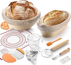 Sourdough Starter Proofing Basket Bread <b>Baking</b> Set Supplies with Bread Making Tools <b>Silicone</b> Bread Sling Set for Kitchen - Product Image 1
