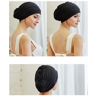 Bonnet de bain à cheveux longs unisexe pour femmes et filles bonnet de bain drapé extensible taille libre piscine sport turban élastique en nylon
