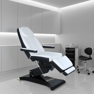 Camilla de Masaje Profesional para Spa y Salón de Belleza, con 3 Motores Eléctricos, Negra, Silla Facial, Cama de Belleza con Respaldo Ajustable y Altura Regulable - Product Image 1