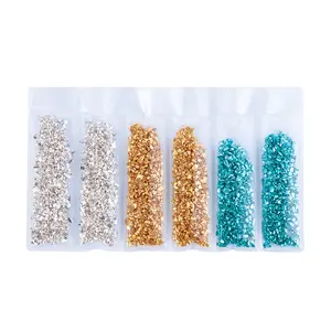 Hisenlee Warna Solid 2-4MM Kaca Hancur Tidak Teratur Logam Chip Taburan Chunky Glitter Kerikil Batu Nail Kaca Glitter