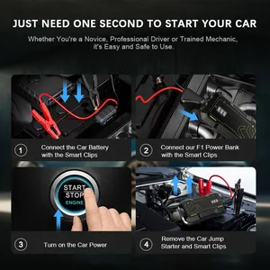 POWERFAR Car Jump Starter 1000A Peak 10000mAh portatile Mini Car Jump Booster batteria di emergenza con torcia a LED