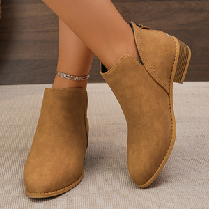 <span class=keywords><strong>Botas</strong></span> Cortas de Tacón Medio <span class=keywords><strong>para</strong></span> Mujer, Estilo Bota, Nuevas, con Cierre Trasero, Venta al Por Mayor - Product Image 4