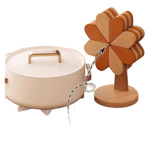 <b>Wooden</b> Flower Coaster Set With Phone Stand Multi Functional Tabletop Decor For Home Office <b>Desk</b> Use - Product Image 5