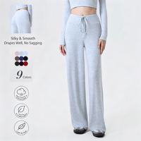 Nouvel Arrivage Pantalon de Yoga à Jambe Droite avec Cordon de Serrage, Doux, Ample, Décontracté, Uni, Coupe Large, Pantalon de Sport pour Femme, Pantalon de Survêtement