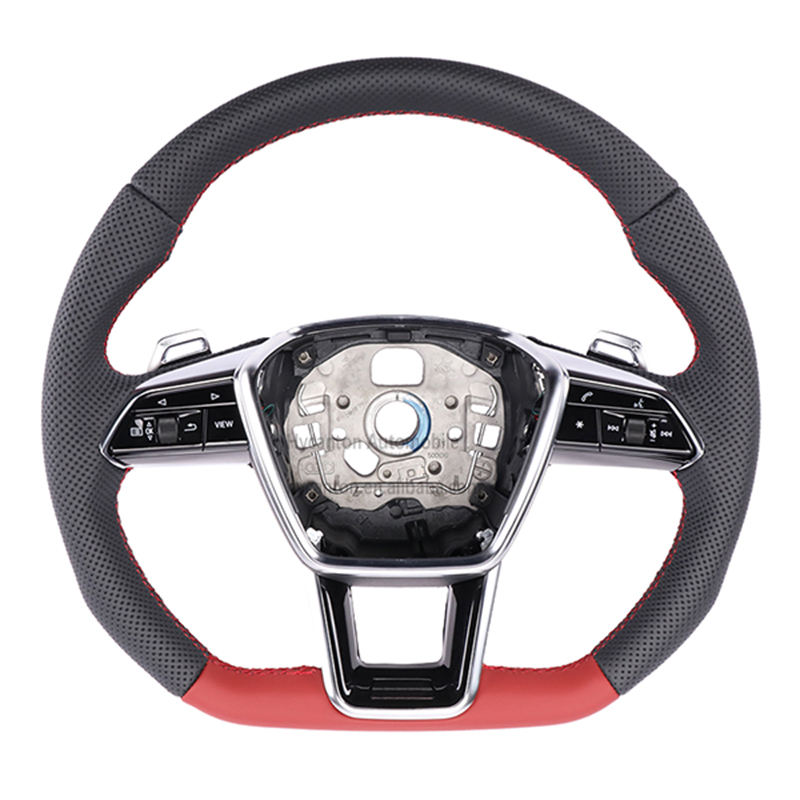 Perforated leather+flat bottom+red stitching