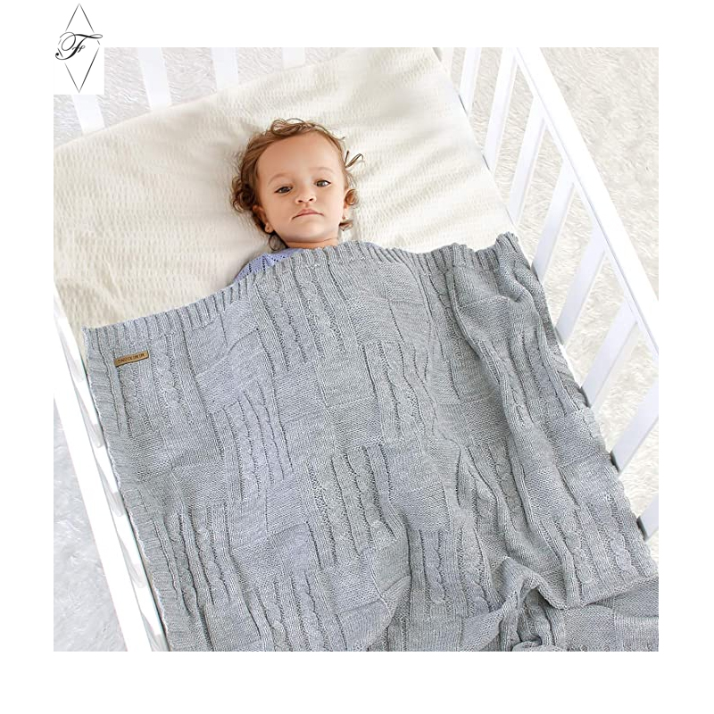 Квадратное хлопковое вязаное одеяло Fonda, детское одеяло с подогревом, органическое Вязаное детское одеяло