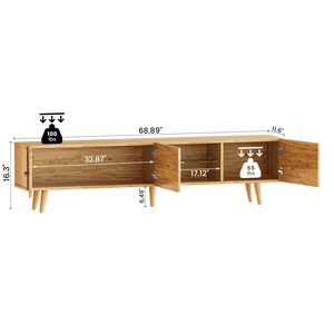 Soporte de <span class=keywords><strong>TV</strong></span> LED de madera <span class=keywords><strong>para</strong></span> <span class=keywords><strong>TV</strong></span> de <span class=keywords><strong>75</strong></span> pulgadas <span class=keywords><strong>Mesa</strong></span> de gabinete de <span class=keywords><strong>TV</strong></span> moderna con gabinete de almacenamiento y estantes abiertos <span class=keywords><strong>para</strong></span> sala de estar - Product Image 6