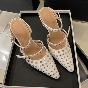 Ladies' Summer 2025 New Transparent Wedge Heel Sandals <b>Pointed</b> Rivets Party Fashion Show Heels - Product Image 4