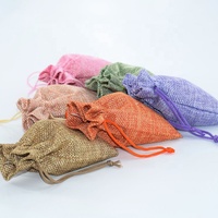 Sacs en toile de jute réutilisables, mini, colorés, personnalisés, à prix d'usine, pour cadeaux, cosmétiques, bijoux, avec cordon de serrage