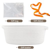 Organisateur de rangement de jouets multifonctions modernes pour bébés Petit panier cadeau ovale en corde de coton blanc tissé avec sacs-cadeaux et rubans