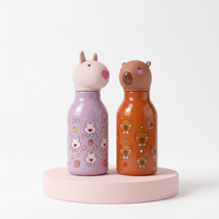 Couverture de gourde sport réutilisable en plastique alimentaire, motif animaux de dessin animé mignons, design personnalisé transfrontalier pour enfants, plusieurs couleurs disponibles
