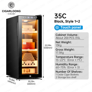 Cigarloong Small Electronic Cigar Cooler 50-200 Cigars Capacity Quiet Energy-saving Spanish Cedar Shelf for Home 25c2/35c <b>Mini</b> - Product Image 6