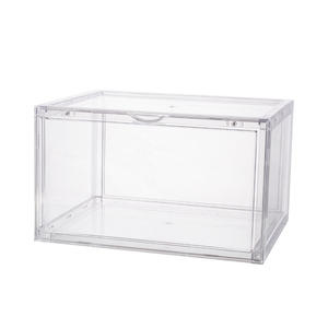 Boîte à chaussures en plastique transparent rectangulaire 36x27,5x22cm empilable avec couvercle anti-poussière, organiseur de rangement pour chaussures de basket - Product Image 5