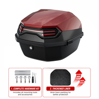 Système de verrouillage sécurisé, grande capacité 35L, coffre de rangement arrière universel en plastique ABS PP imperméable, rouge, pour moto