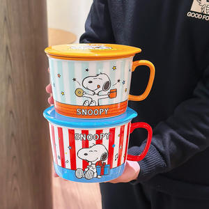 ชามเซรามิคสโนปปี้สำหรับบะหมี่กึ่งสำเร็จรูป 950 มล. พร้อมฝาปิด ใช้กับไมโครเวฟได้ สำหรับเด็ก ลายการ์ตูน - Product Image 2