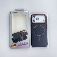 Étui de téléphone magnétique en TPU texture cuir litchi pour iPhone 18 17 16 15 14 13 Pro Max, coque arrière mate effet peau avec emballage boîte