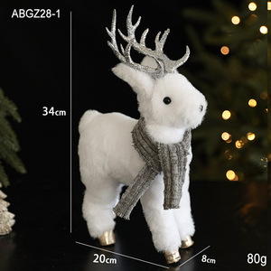 Handmade White Reindeer Plush Doll Christmas Decorations and Tree Ornaments for Storefront Window Props - Product Image 6