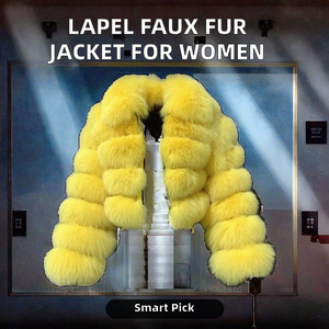नकली फर शॉर्ट जैकेट महिला कोट थोक जिपर लैपल डिजाइन प्लग गर्म बाहर का - Product Image 2