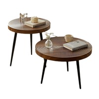 Table à thé en bois en forme d'anneaux d'arbre moderne deux tailles ensembles de table d'appoint en noyer café pour la maison meubles de salon canapé à vendre