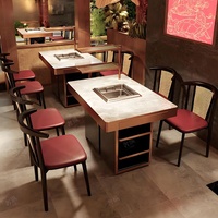 Table de restaurant électrique sans fumée au design moderne, plateau en marbre, écologique et durable pour hôtels, restaurants et traiteurs