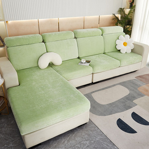 Housse de coussin de canapé en tissu extensible gris pour canapé sectionnel avec fond élastique, personnalisable, luxueuse, moderne, lavable - Product Image 5