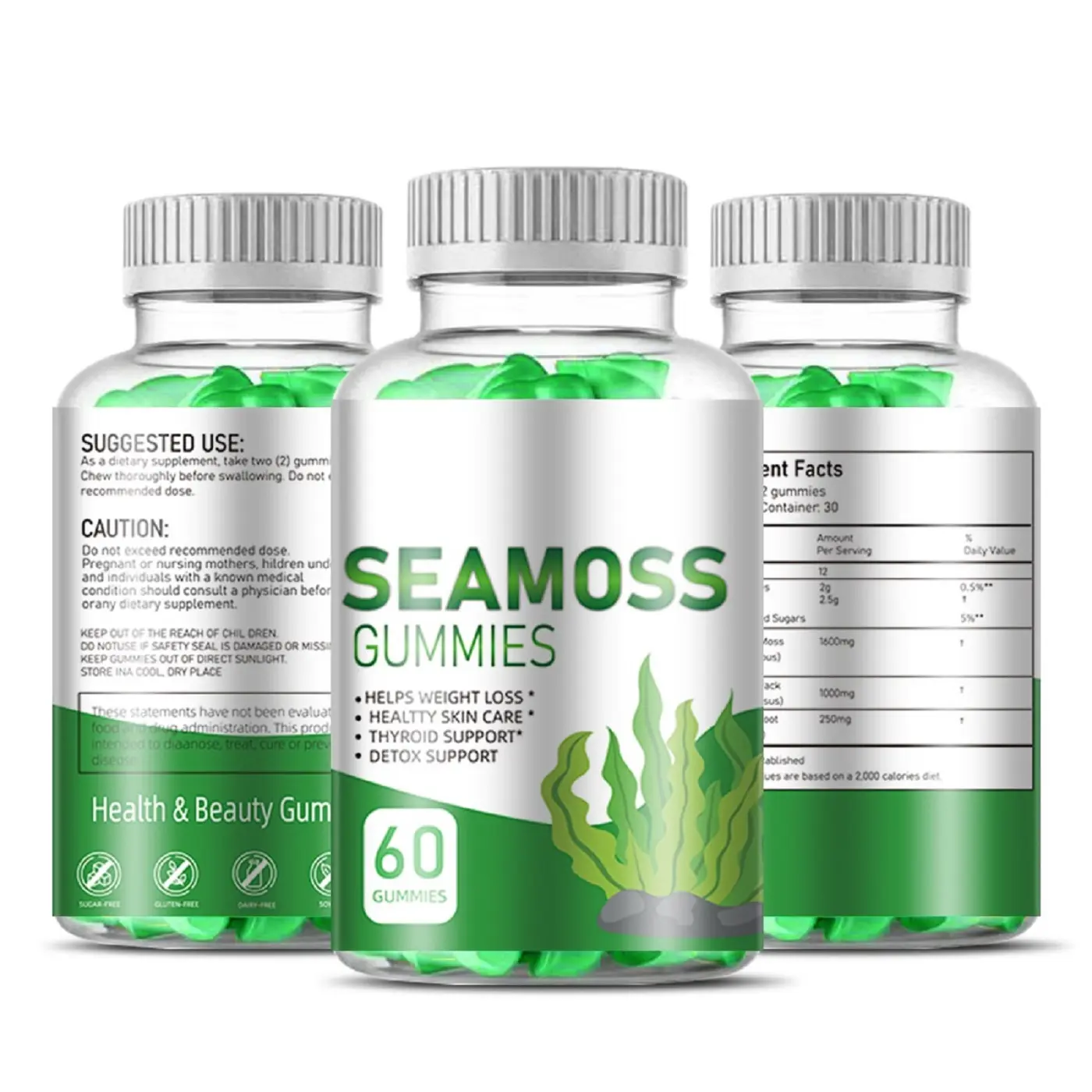 Factory Price Minerals And Bladderwrack Tumeric Green Tea Sea Moss Vitamin C Gummies Oem/odm Organic Irish Vegan Sea Moss Gel