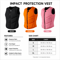 Gilet de protection personnalisé en néoprène pour adulte avec fermeture éclair frontale pour sports nautiques (Wakeboard, Surf, Jet Ski)