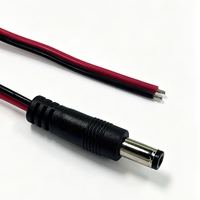 Cable de Alimentación CC con Conector Macho DC5521, Cable de Conexión CC con Cable Paralelo Rojo y Negro para Tira de LED, CCTV, Router