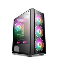 ATX Gaming Mesh Panel PC Case Full Tower Tempered Glass Side Gaming Computer Case Desktop PC Cabinet with RGB Fan