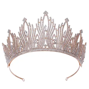 2025 Nueva Corona nupcial verde <span class=keywords><strong>princesa</strong></span> Tiara Diadema con traje de diamante fiesta accesorios de boda para mujeres - Product Image 6