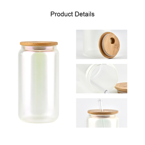 16oz <strong>Glass</strong> Can Cup Beer <strong>Glass</strong> Drinking Jar 16 oz Water Bottle <strong>Frosted</strong> <strong>Glass</strong> Can Cups With Lid - Product Image 2