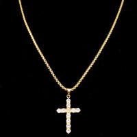Colgante cruzado de acero inoxidable chapado en oro de 18K para hombre y mujer, joyería de moda, superventas de amazon 2021