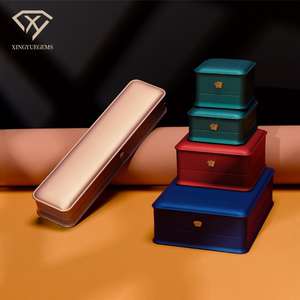 Estuche de Anillo de Compromiso de Joyería con Colgante Simple Cuadrado de PU Azul Oscuro, Empaque de Anillo de Boda Vintage Azul Marino - Product Image 6