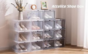 Stapelbare Plastic Doos Doorzichtige Deur Opbergdoos <span class=keywords><strong>Display</strong></span> Sneakers Passen Bij Ons Maat 13 Zwarte Schoenendoos Aan De Voorkant - Product Image 3