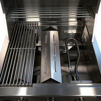 Barbecue au gaz GPL/GN extérieur de luxe de haute qualité, moderne, en acier inoxydable SUS304, à encastrer, 3 brûleurs, couvercle sans fumée