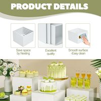 Lot de 6 boîtes de présentation en acrylique blanc, écologiques, cubes empilables, support de présentation pour buffet de desserts, support de présentation pour aliments de fête