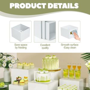 6-Pack White Acrylic Display Nesting Boxes Eco-Friendly Cube Riser <strong>Stand</strong> Dessert Buffet Display <strong>Stand</strong> for Party <strong>Food</strong> Display - Product Image 3