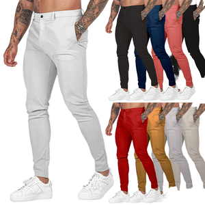 Pantalones elásticos ajustados informales para hombre, pantalones para deportes al aire libre y traje de negocios, cintura media, proveedor de triangulación de envíos, teñido liso - Product Image 3