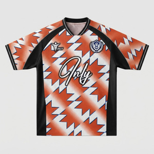 Kaos Jersey Sepak Bola Retro Lengan Pendek Unisex Bordir Logo Tim Kustom Bahan Polyester Bernapas Warna Biru Vintage Berjaring - Product Image 2