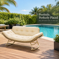 Fauteuil à bascule double 2 places avec cadre en métal, coussin capitonné, pour intérieur, patio, salon, balcon